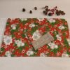 Komplekts: 2 gab lina/kokvilnas dvieļi 45cm x 85cm ar lina mežģīni (krāsa audumam: sarkana ar Ziemassvētku motīva rakstu, krāsa mežģīnei – balti un pelēki brieži). KOMPLEKTS IZDEVĪGĀK! - Image 3
