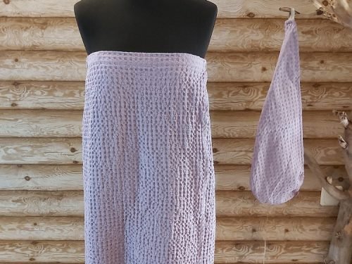 Lina vafeļauduma pirts kleita (violeta). Izm.L-XL. Pirts kleita ar gumiju un lipekli