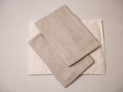 Zīdaiņiem: lina spilvendrānas un spilventiņš ar aitu vilniņas pildījumu