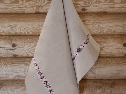 Lina dvielis 45x70cm ar bordobaltu tautisku lentu