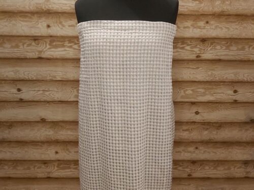 Lina vafeļauduma pirts kleita (divkrāsu gaišs). Pirts kleita ar gumiju un lipekli. Izmērs: L-XL