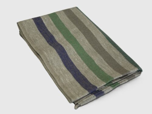 Lina raupjš dvielis 50x145cm (pelēkas/zilas/zaļas svītras)