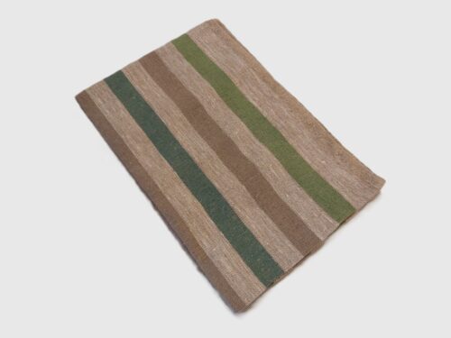 Lina raupja auduma masāžas/rīvēšanās dvielis 50cm x 145cm (krāsa – dabiski pelēks ar gaiši pelēkām/zili/zaļām svītrām)