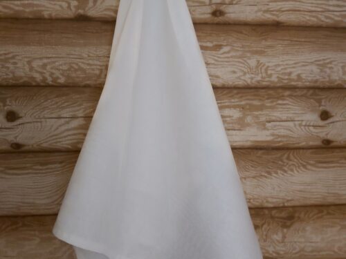 Lina dvielis 45x80cm dreļļu rakstā (balts)