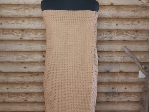 Lina vafeļauduma pirts kleita (gaiši oranža). Izm.L-XL. Pirts kleita ar gumiju un lipekli