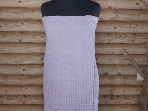Lina vafeļauduma pirts kleita (violeta). Izm.L-XL. Pirts kleita ar gumiju un lipekli